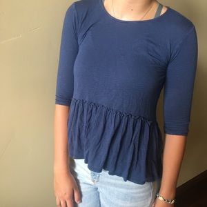 peplum blue top